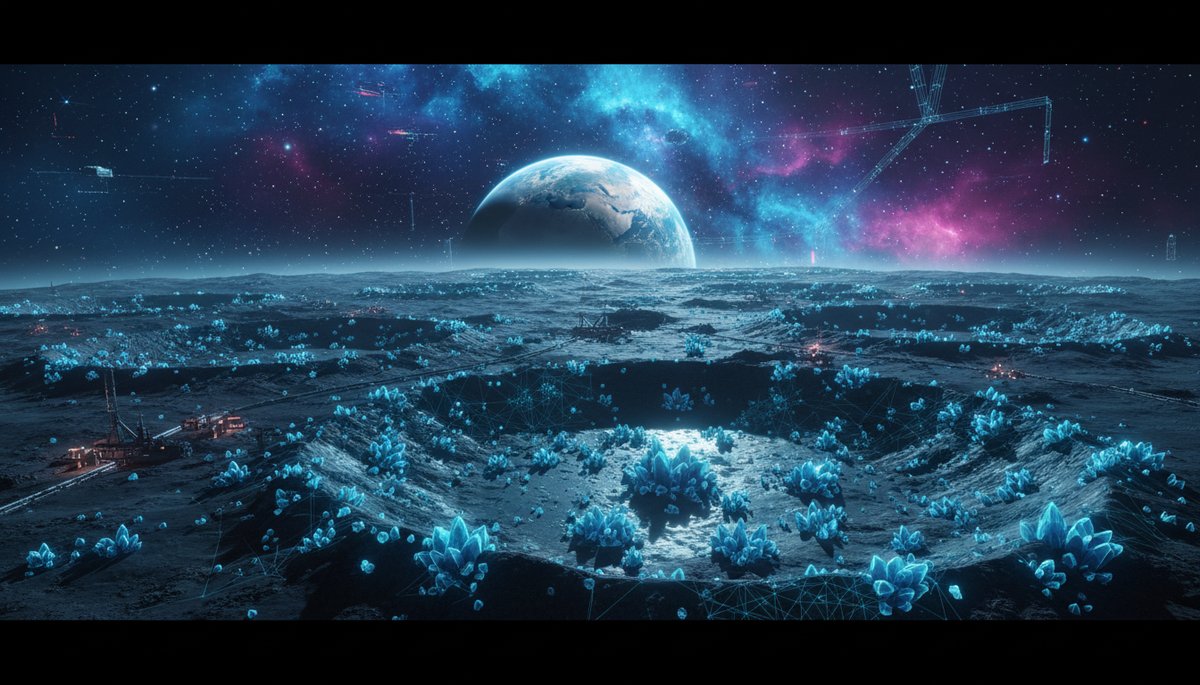 Cráteres lunares en sombra permanente cerca del polo sur con depósitos de hielo de agua visibles