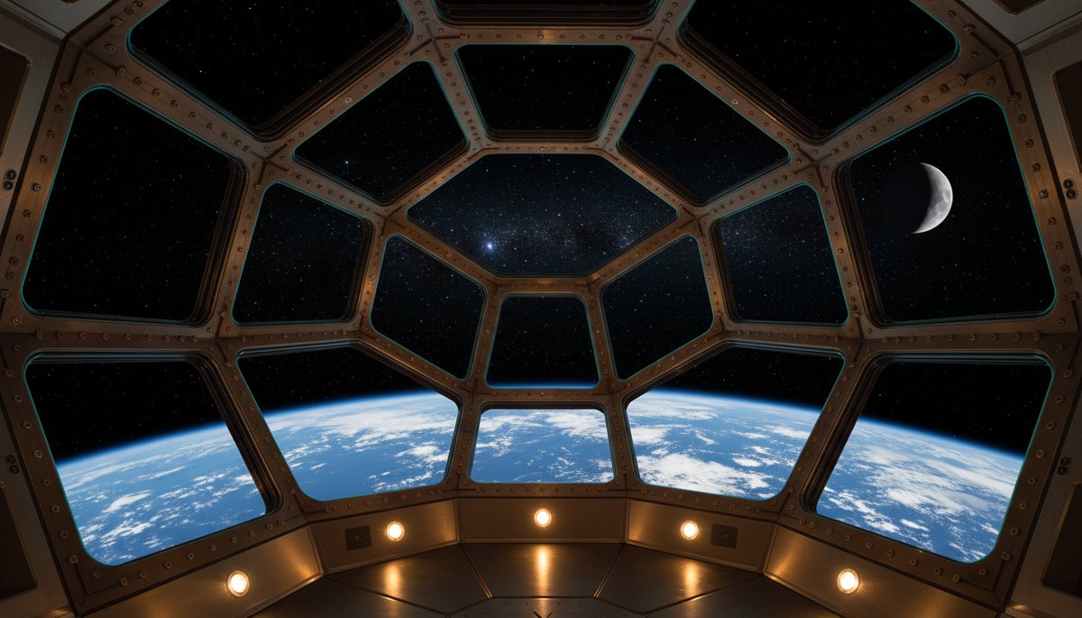 Vista desde la cúpula de la ISS al amanecer terrestre