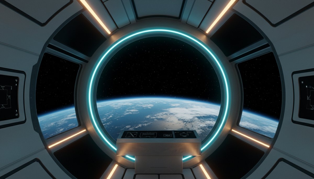 Vista de la Tierra desde el interior de una cápsula espacial