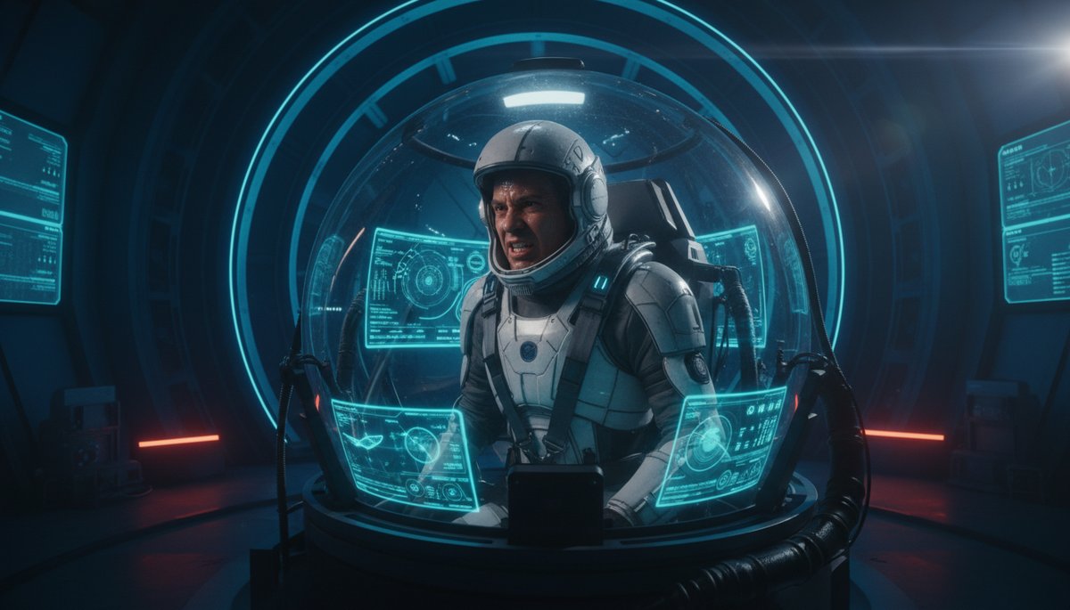 Astronauta civil en simulador de centrífuga durante entrenamiento