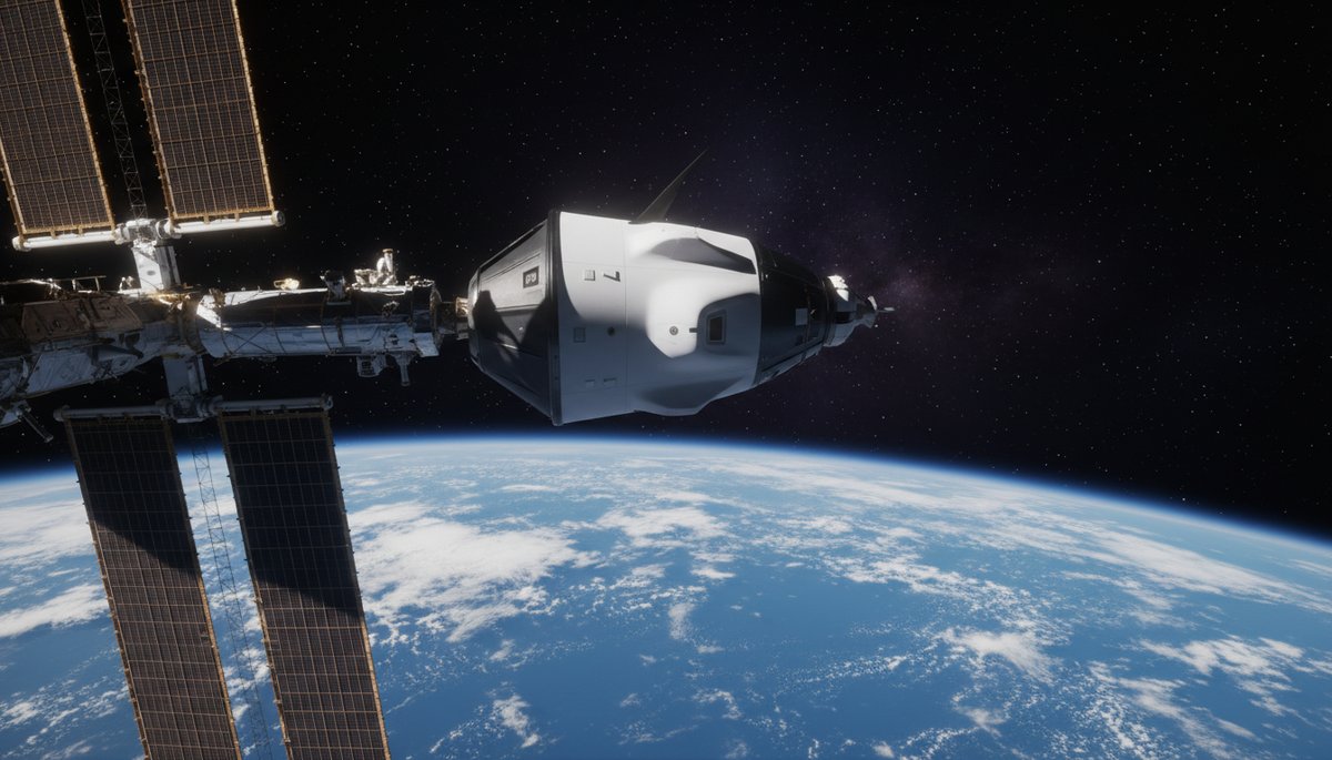 Cápsula SpaceX Crew Dragon en órbita junto a la ISS